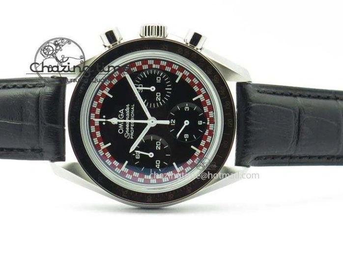 0225 Supportive Speedmaster SS 2013 Pro Racing On Black Leather Strap Manual Winding Chrono Movement 8229